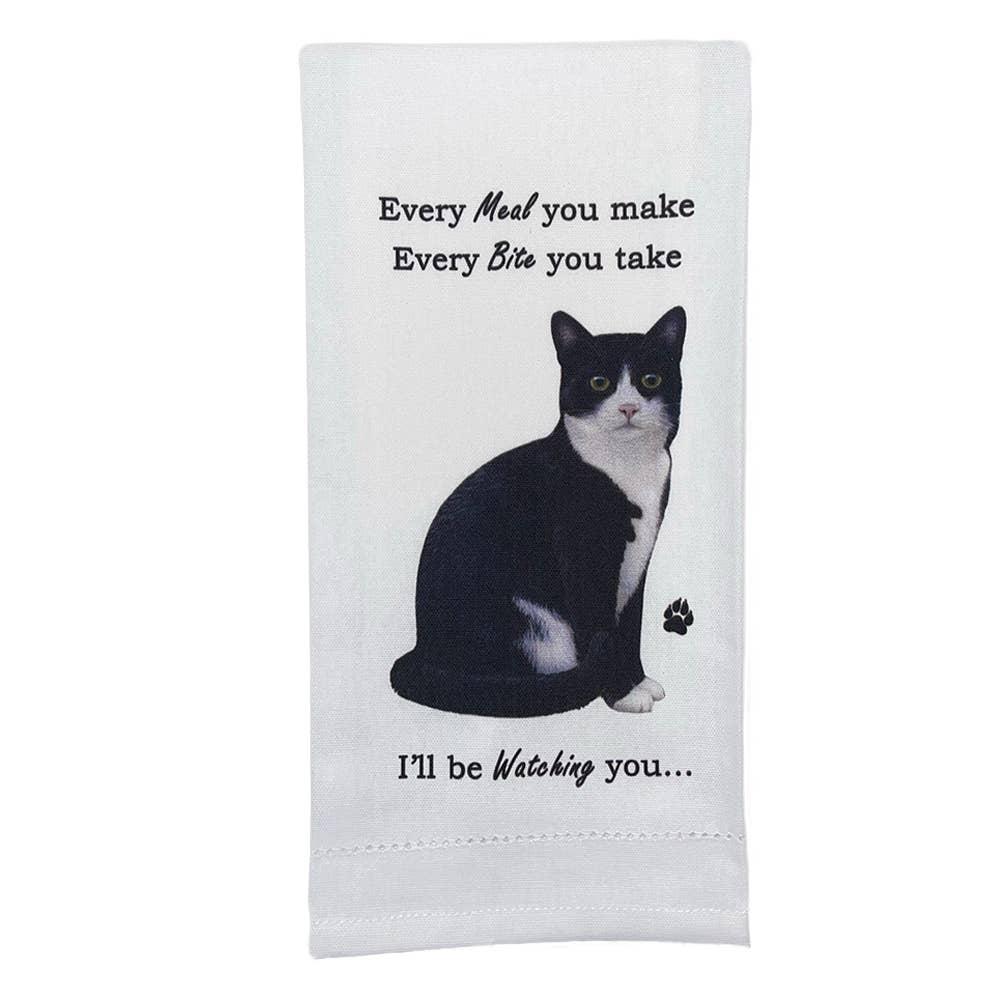 Black and White Cat Kitchen Towel - Premium Home Textiles from E&S Pets - Just $10.95! Shop now at Pat's Monograms