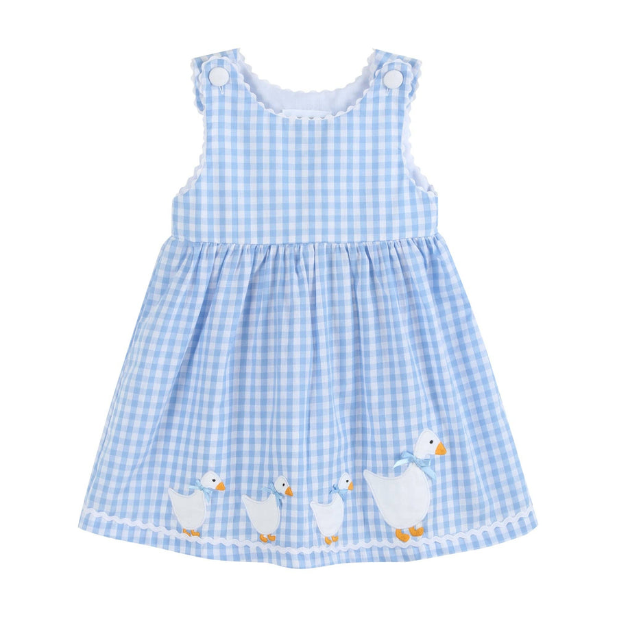 Buy Blue Gingham Goose A Line Dress by Lil Cactus Pat's Monograms Buy Blue Gingham Goose A Line Dress by Lil Cactus Pat's Monograms