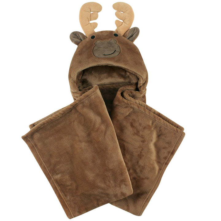 Hudson Baby Hooded Animal Face Plush Blanket, Moose - Premium Baby Gift from BabyVision - Just $19.99! Shop now at Pat's Monograms