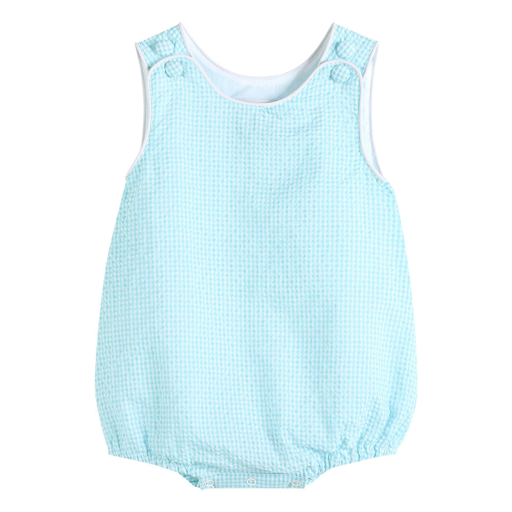 Classic Turquoise Seersucker Baby Bubble Romper - Premium Baby & Toddler Outfits from Lil Cactus - Just $29.95! Shop now at Pat's Monograms