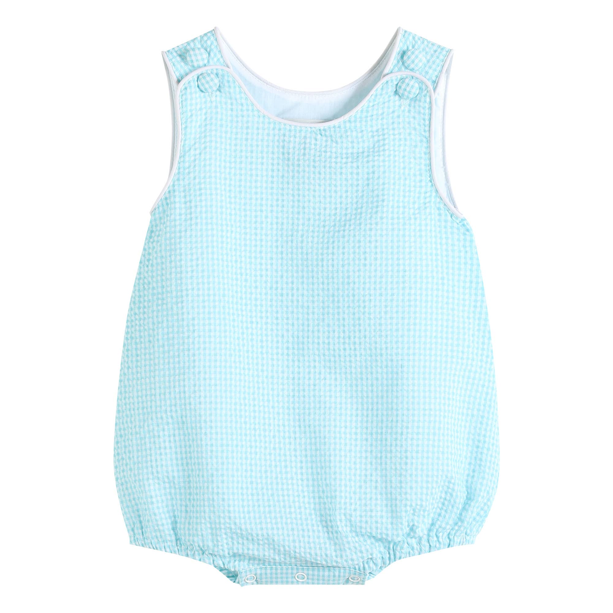 Classic Turquoise Seersucker Baby Bubble Romper - Premium Baby & Toddler Outfits from Lil Cactus - Just $32.95! Shop now at Pat's Monograms
