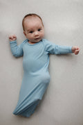 Baby Blue Ribbed Knotted Baby Gown and Knot Cap - Premium Just for baby from Three Little Tots - Just $24.95! Shop now at Pat's Monograms