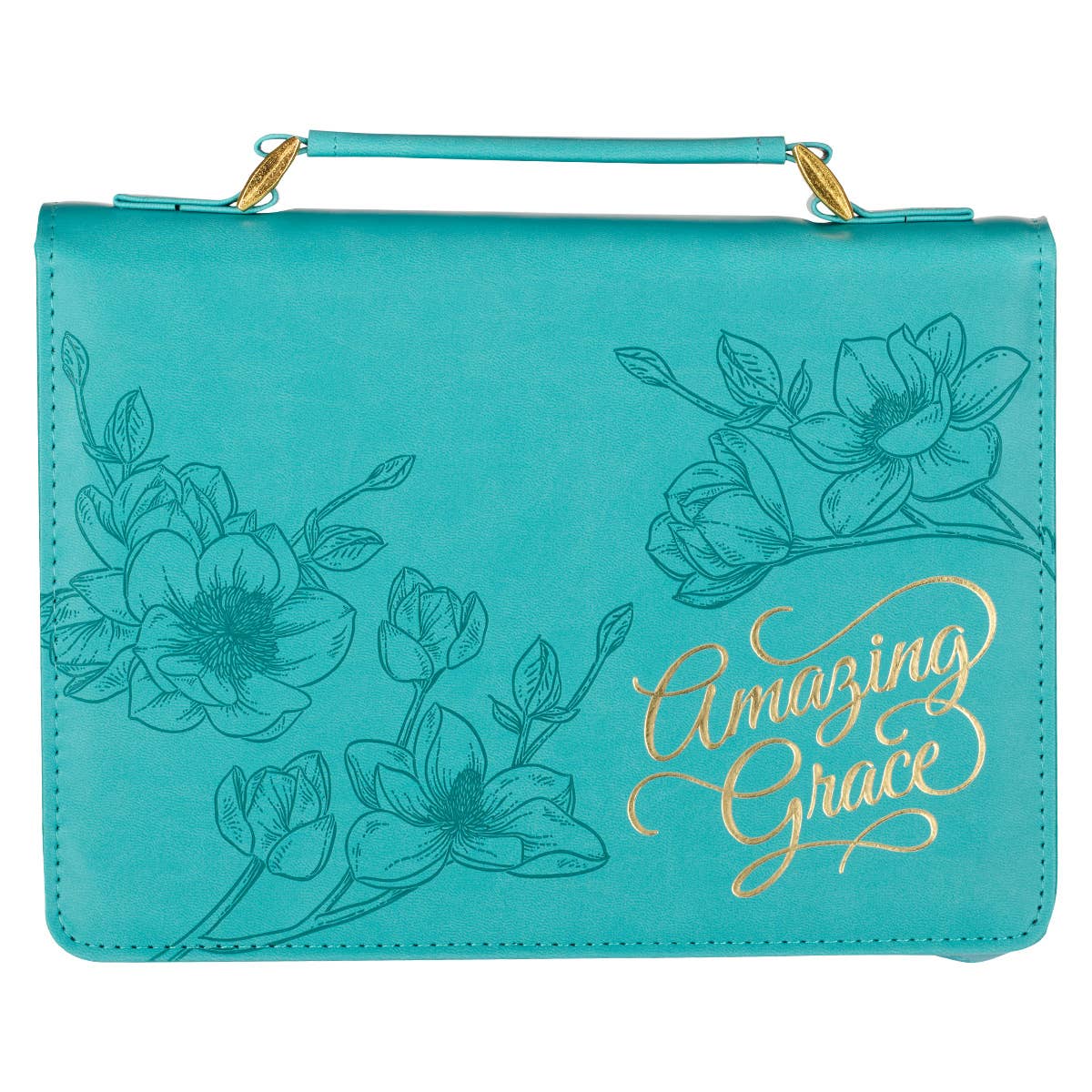 Amazing Grace Floral Teal Faux Leather Bible Cover - Premium Books and Devotionals from Christian Art Gifts - Just $29.99! Shop now at Pat's Monograms