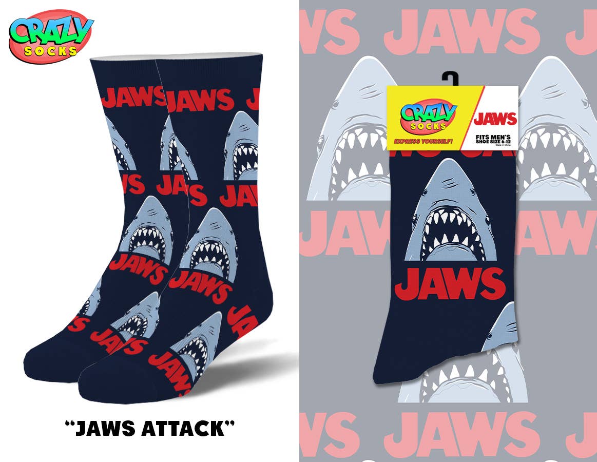Jaws Attack - Mens Crew Folded - Premium  from Crazy Socks - Just $8! Shop now at Pat's Monograms
