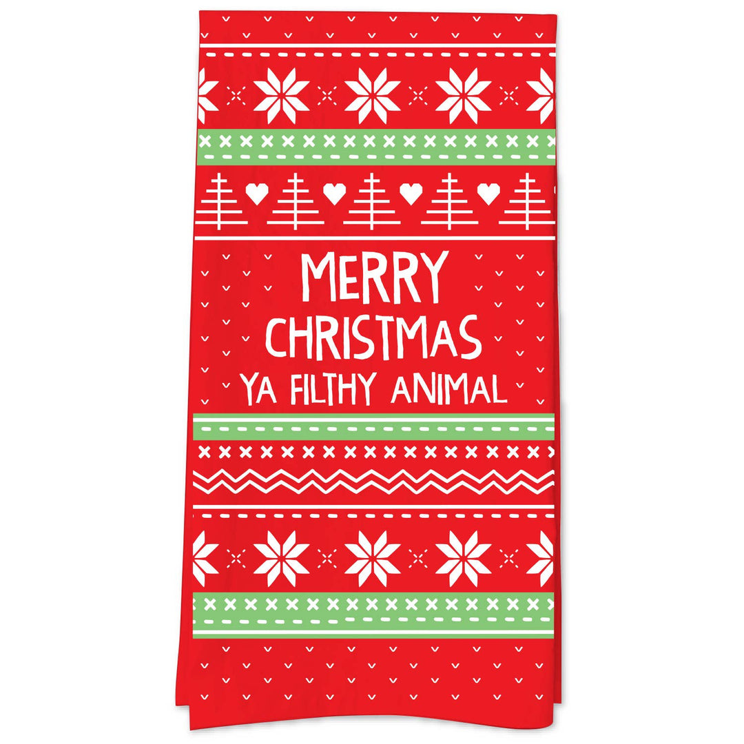 Merry Christmas Ya Filthy Animal Tea Towel - Premium Kitchen Towel from Funatic - Just $12.95! Shop now at Pat's Monograms