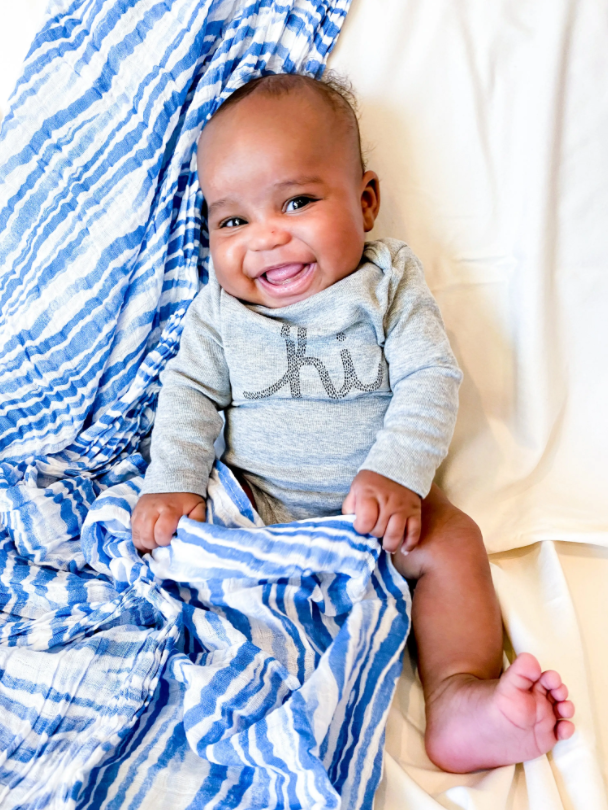 Blue Wave Swaddle Blanket - Premium Baby Gift Sets from LollyBanks - Just $19.95! Shop now at Pat's Monograms