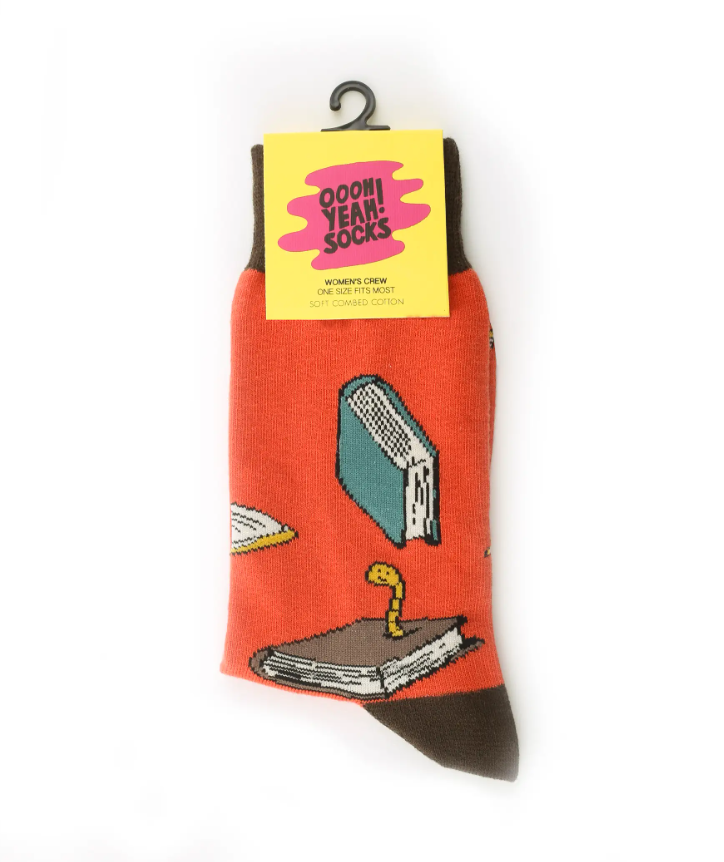 Book Worm - Crew Socks - Premium Socks from Oooh Yeah Socks/Sock It Up/Oooh Geez Slippers - Just $9.95! Shop now at Pat's Monograms