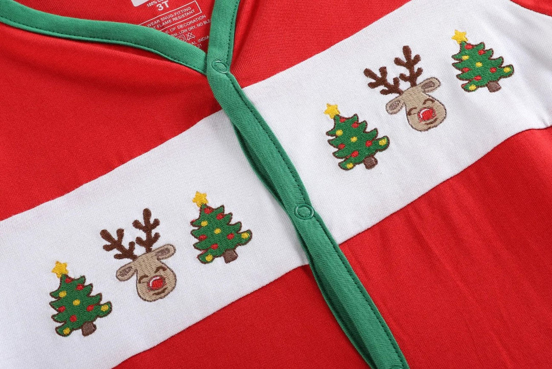 Red & Green Christmas Tree Reindeer Flap Baby Sleep Pajamas - Premium  from Lil Cactus - Just $24.95! Shop now at Pat's Monograms