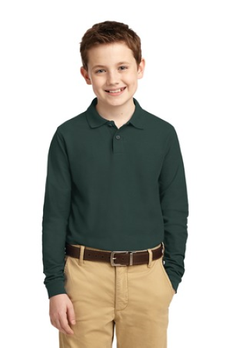 Veritas - Y500LS Port Authority Unisex Youth Long Sleeve Silk Touch Polo - Premium School Uniform from Pat's Monograms - Just $25! Shop now at Pat's Monograms