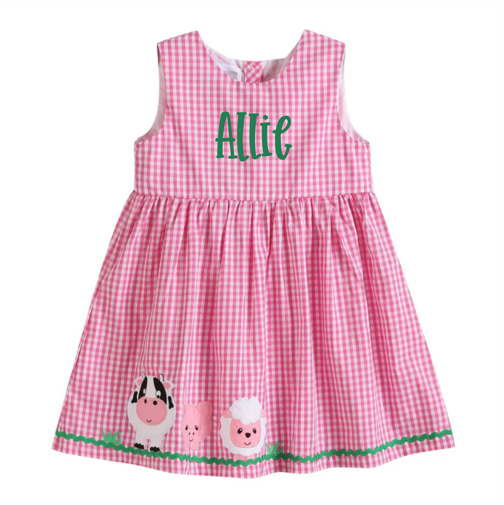 Lil Cactus - Pink Gingham Farm Animals Dress - Premium Baby & Toddler Dresses from Lil Cactus - Just $32.95! Shop now at Pat's Monograms