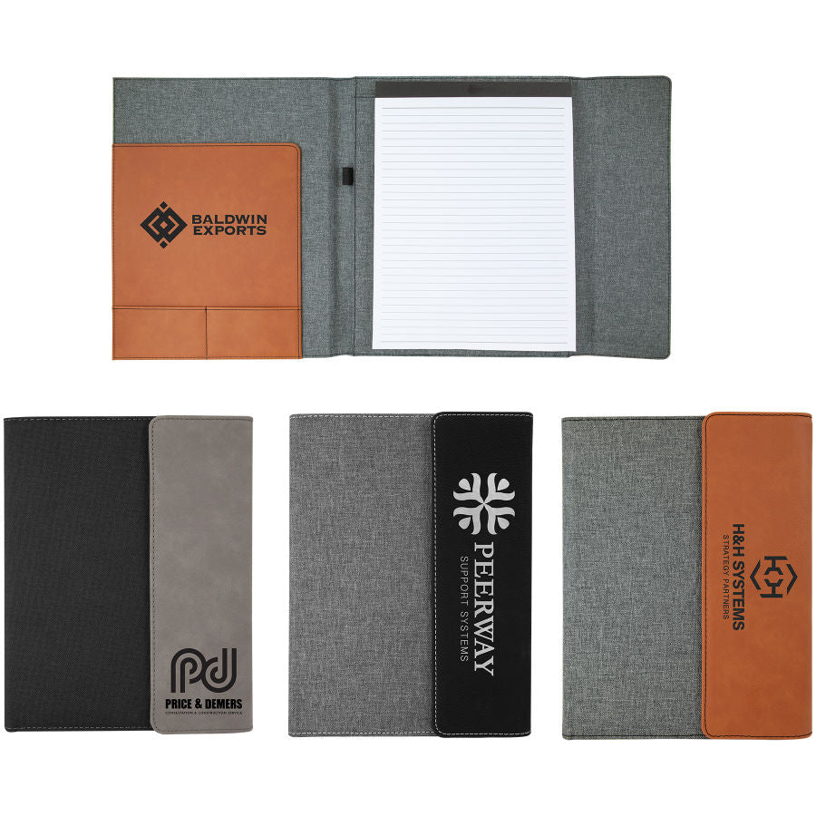 Laser Engraved Logo Portfolio - Faux Leather/Canvas - Premium Executive Items from Pat's Monograms - Just $29.95! Shop now at Pat's Monograms