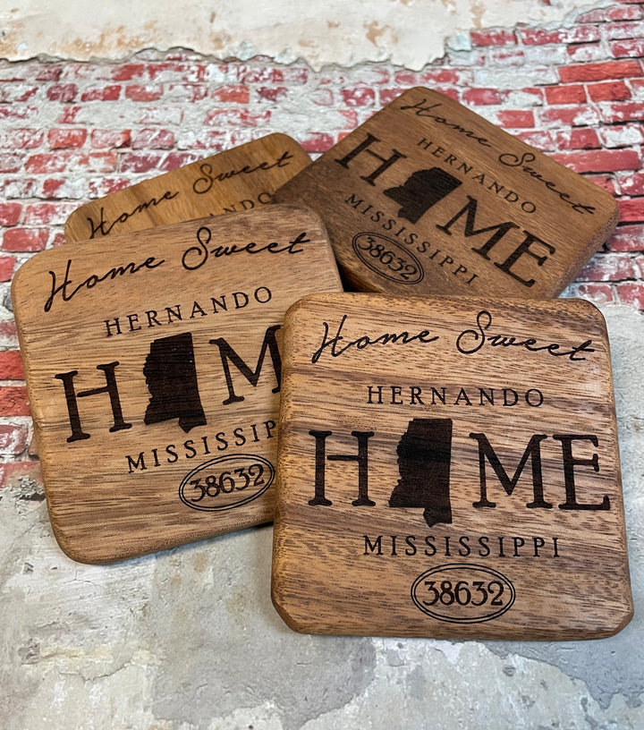 Home Sweet Home Coasters - Solid Walnut - Premium  from Pat's Monograms - Just $26.95! Shop now at Pat's Monograms