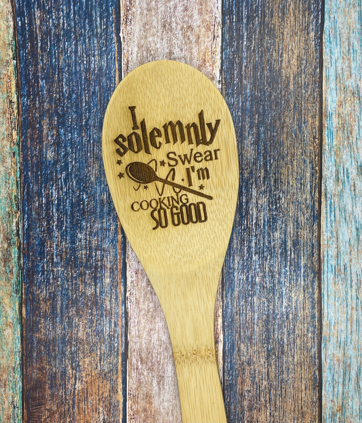 Wizard's Kitchen Spoons - Engraved Bamboo Cooking Spoon - Premium Spoons from Pat's Monograms - Just $9.95! Shop now at Pat's Monograms