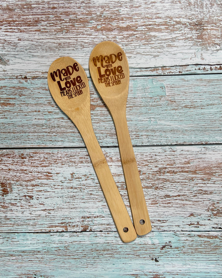 Made With Love - Engraved Bamboo Cooking Spoon - Premium Spoons from Pat's Monograms - Just $9.95! Shop now at Pat's Monograms