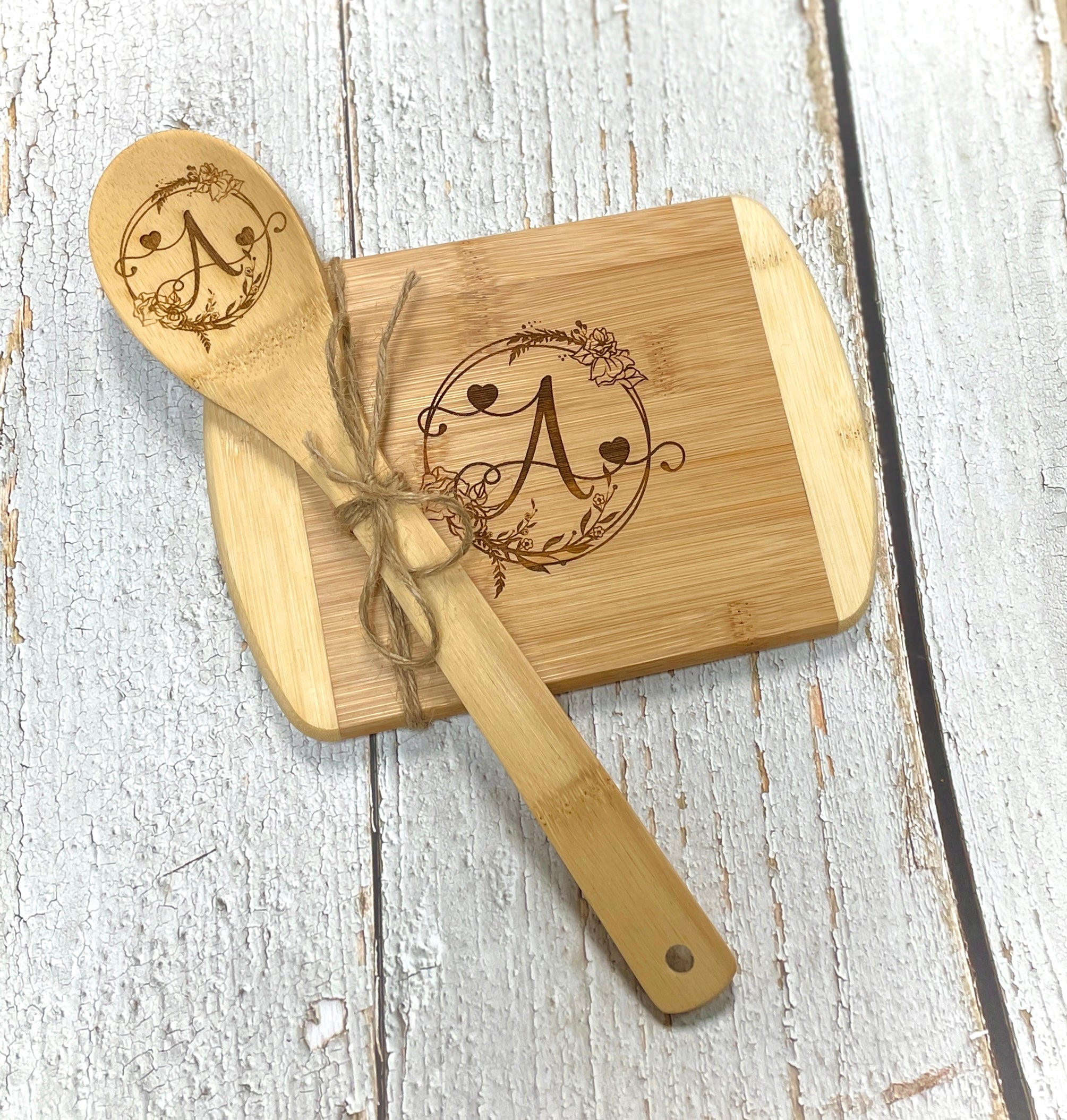 Personalized Cutting Board Wooden Spoon Set - Premium Housewares from Pat's Monograms - Just $21.95! Shop now at Pat's Monograms