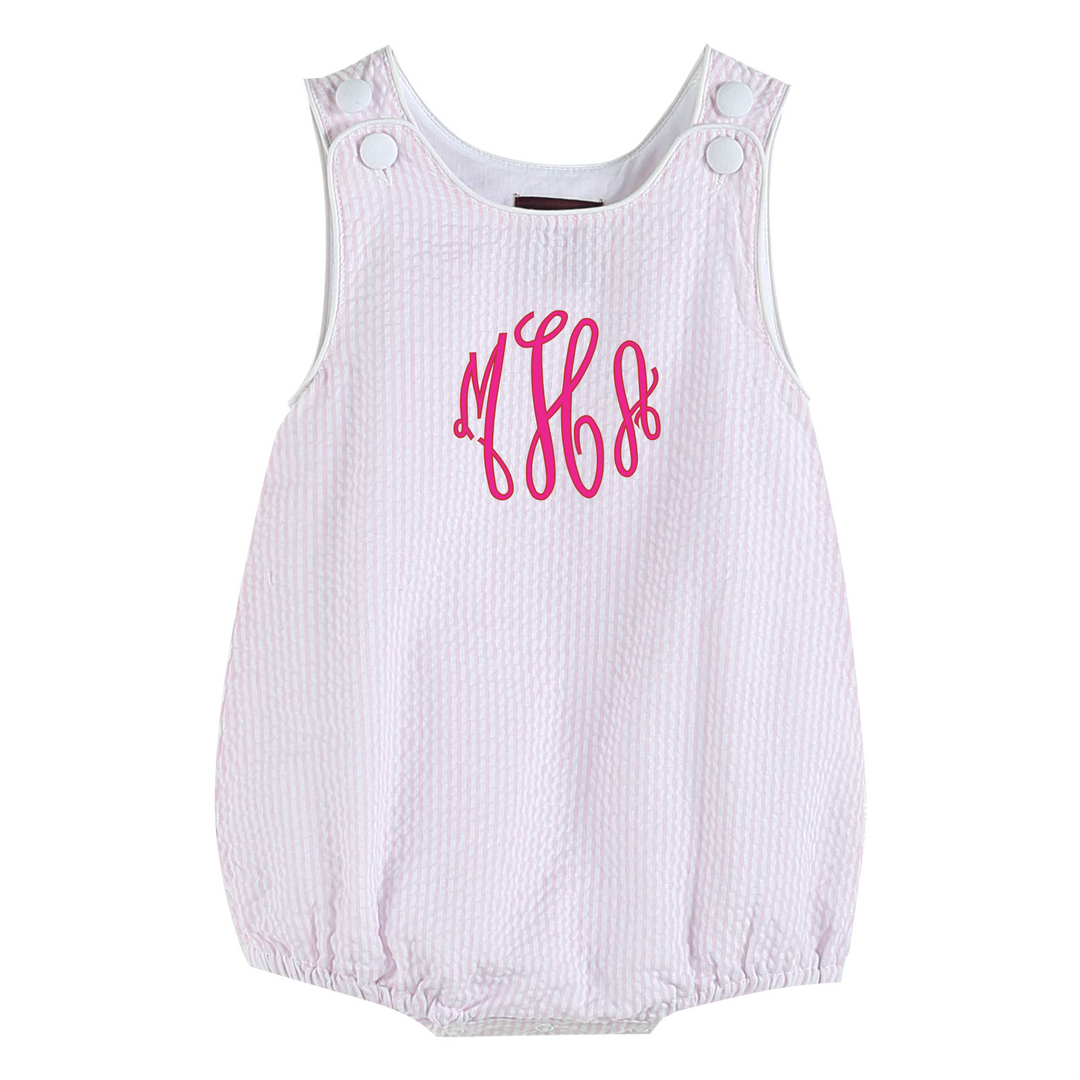 Lil Cactus - Pink Seersucker Bubble Romper - Premium Baby & Toddler Outfits from Lil Cactus - Just $24.95! Shop now at Pat's Monograms