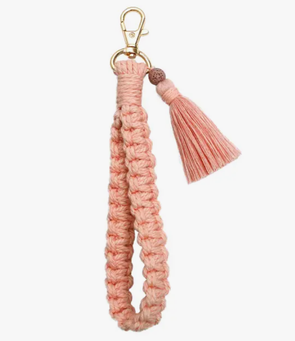 Macrame Flat Square Knot Wristlet Keychain with Tassel - Premium  from Adorro - Just $9.0! Shop now at Pat's Monograms