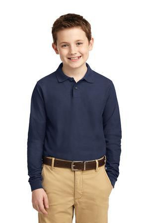 Veritas - Y500LS Port Authority Unisex Youth Long Sleeve Silk Touch Polo - Premium School Uniform from Pat's Monograms - Just $25! Shop now at Pat's Monograms