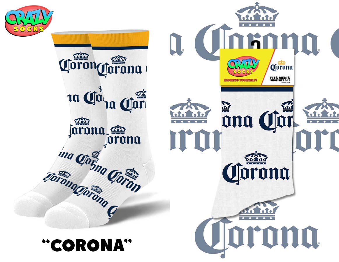 Corona Gold - Mens Crew Folded - Premium Socks from Crazy Socks - Just $8! Shop now at Pat's Monograms