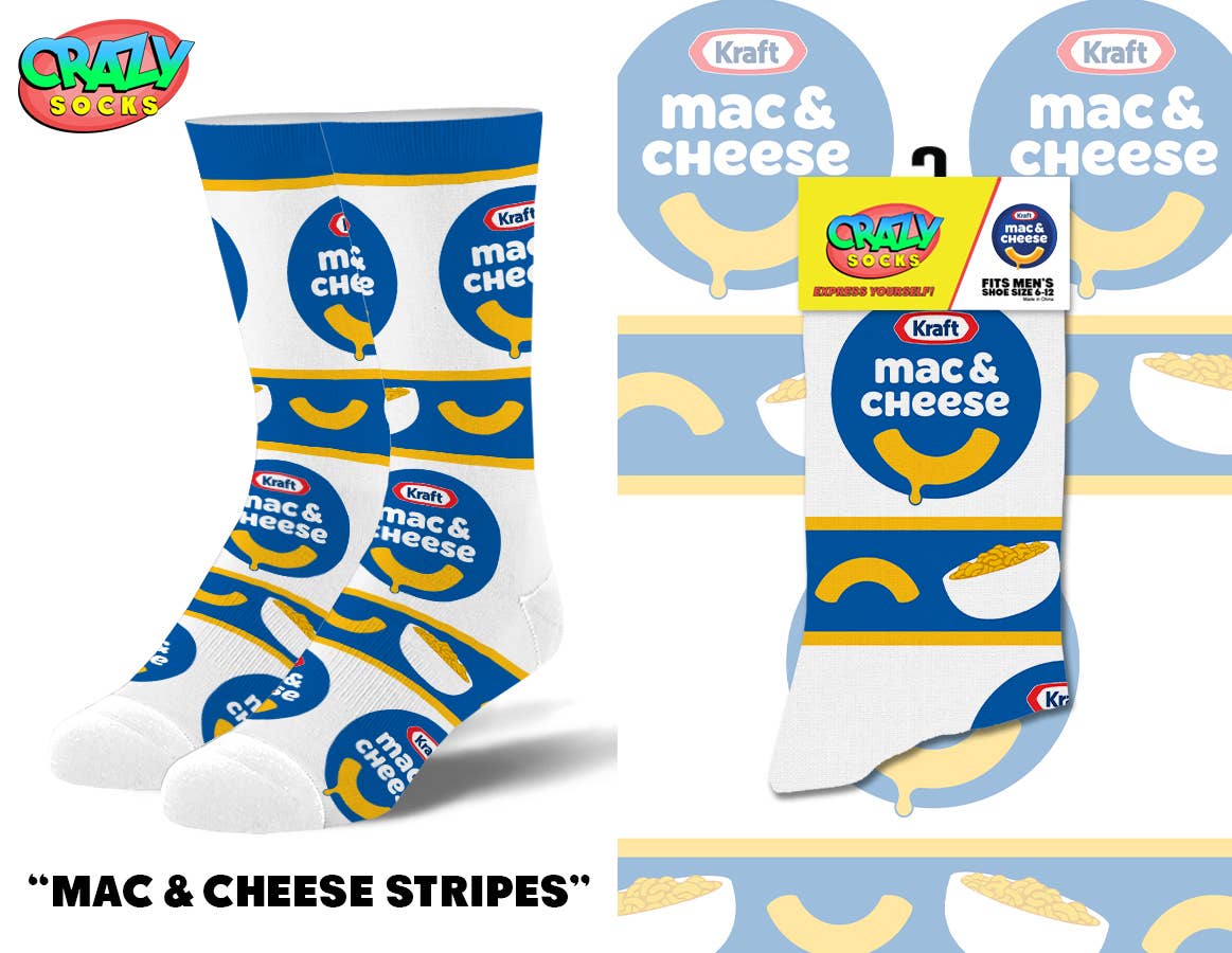 Mac & Cheese Stripes - Mens Crew Folded - Premium  from Crazy Socks - Just $8! Shop now at Pat's Monograms