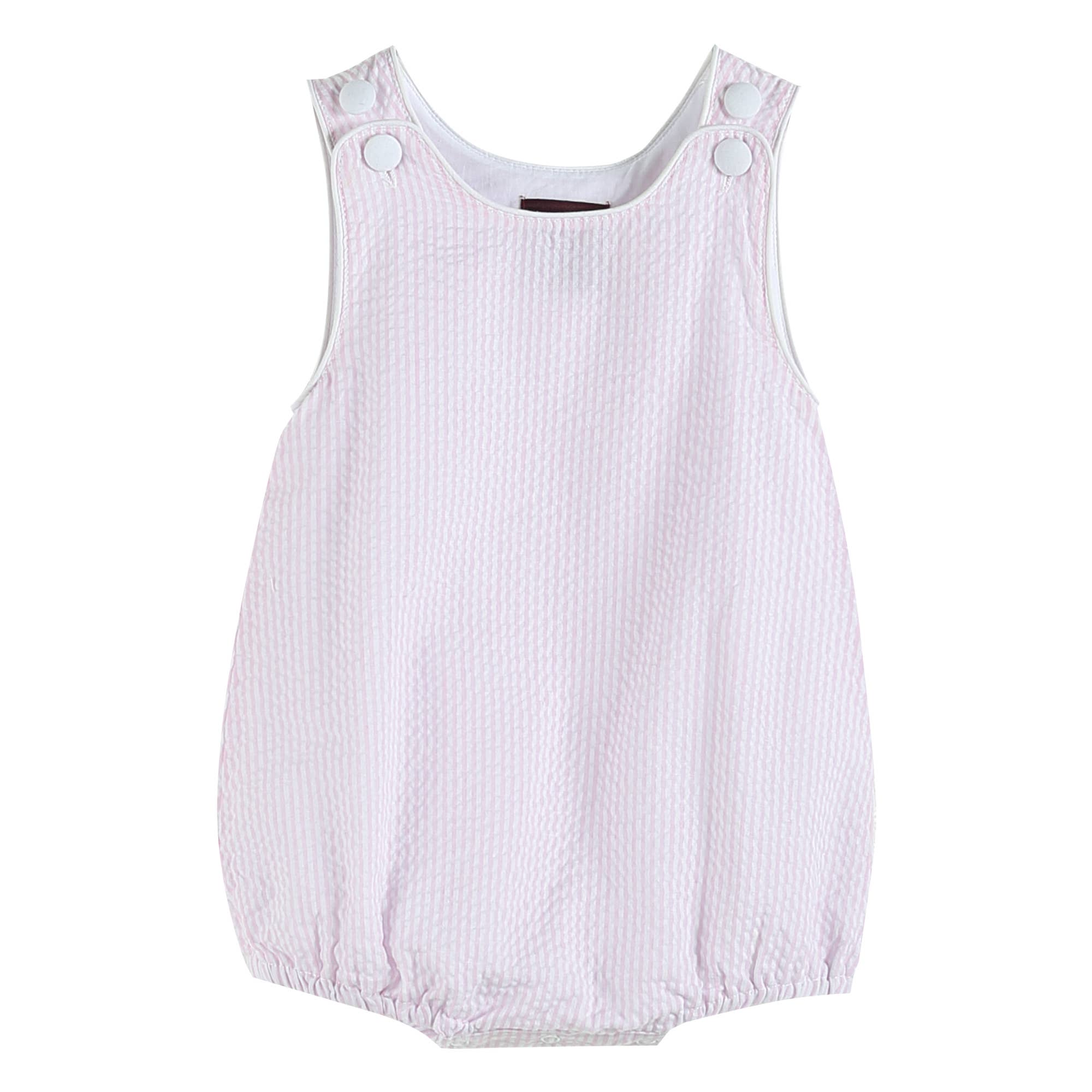 Pink Seersucker Bubble Romper - Premium Baby & Toddler Outfits from Lil Cactus - Just $32.95! Shop now at Pat's Monograms