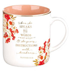 When She Speaks Ceramic Coffee Mug - Proverbs 31:26 - Premium gift item from Christian Art Gifts - Just $12.95! Shop now at Pat's Monograms