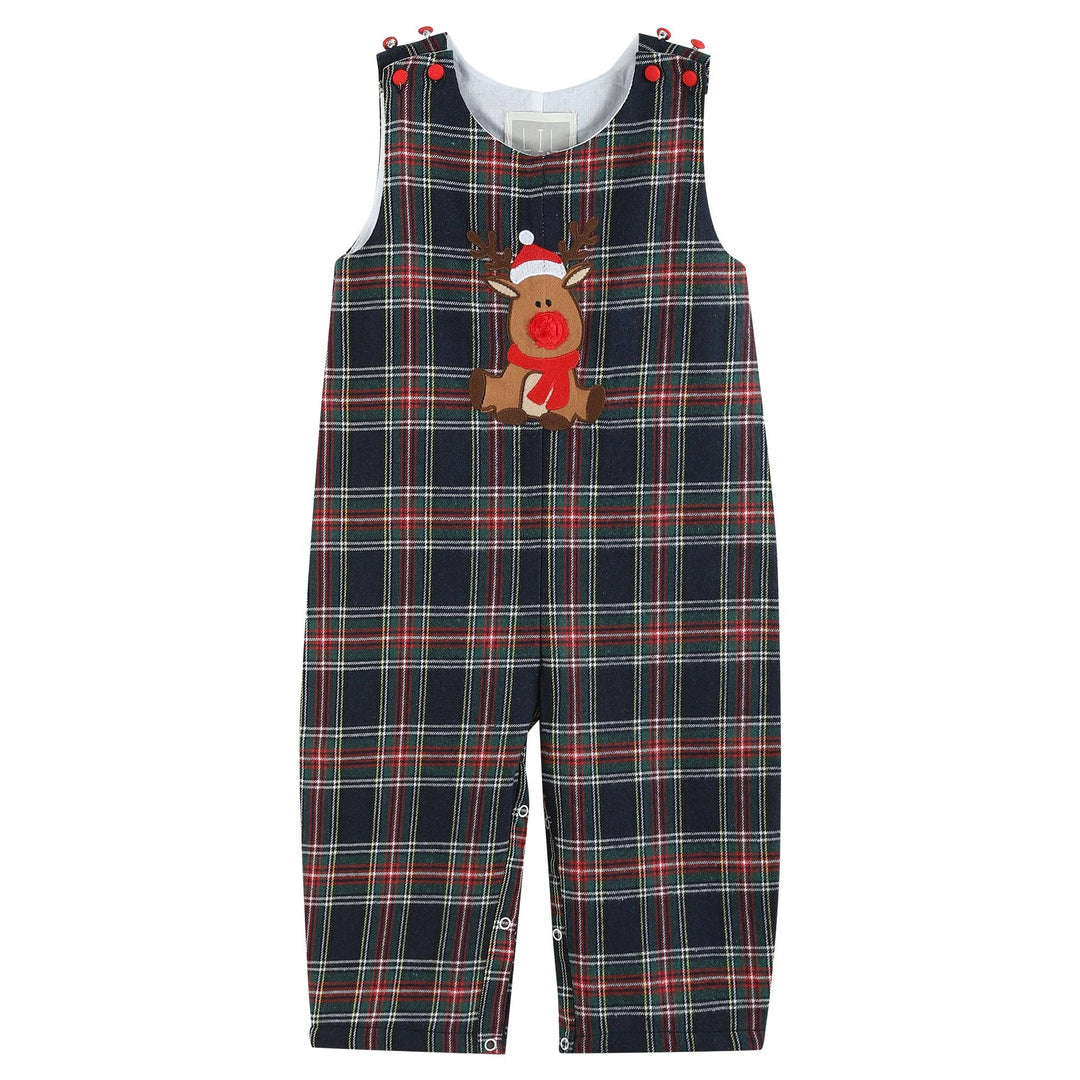 Navy and Red Plaid Reindeer Overalls - Premium  from Lil Cactus - Just $34.95! Shop now at Pat's Monograms