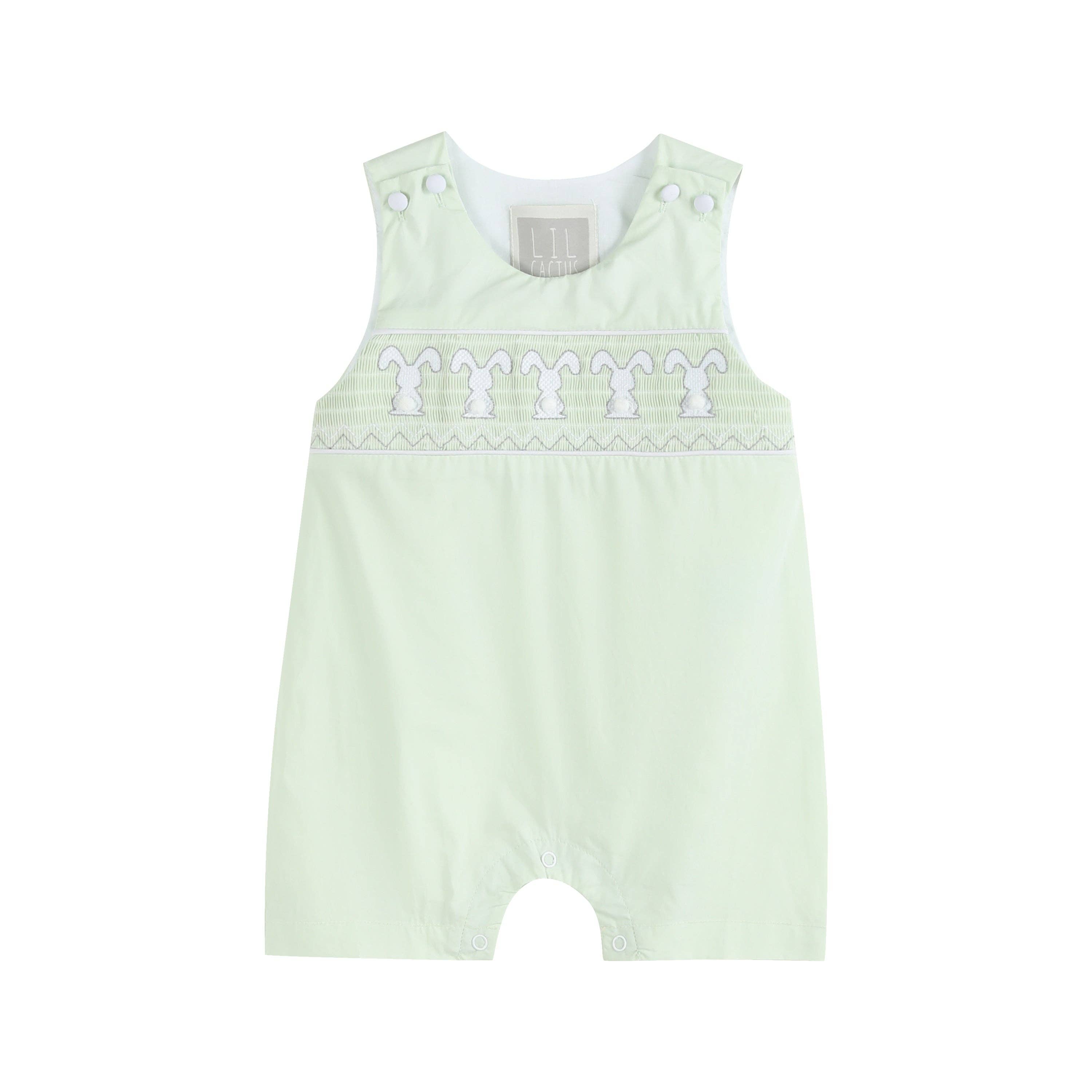 Light Green Bunny Smocked Shortalls - Premium Baby & Toddler Outfits from Lil Cactus - Just $35.95! Shop now at Pat's Monograms