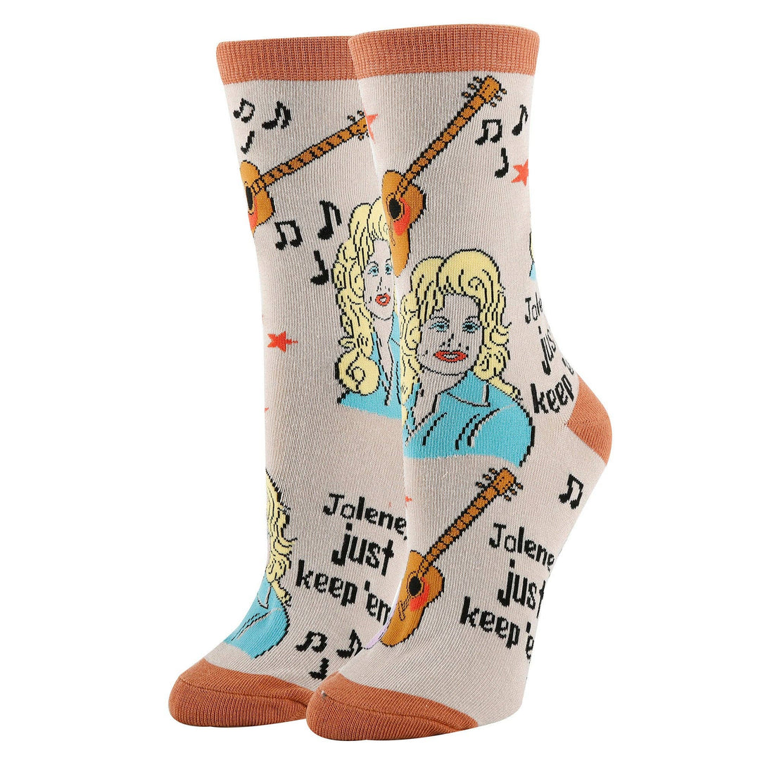 Just Keep 'em | Women's Jolene Funny Crew Socks - Premium  from Oooh Yeah Socks/Sock It Up/Oooh Geez Slippers - Just $11.95! Shop now at Pat's Monograms