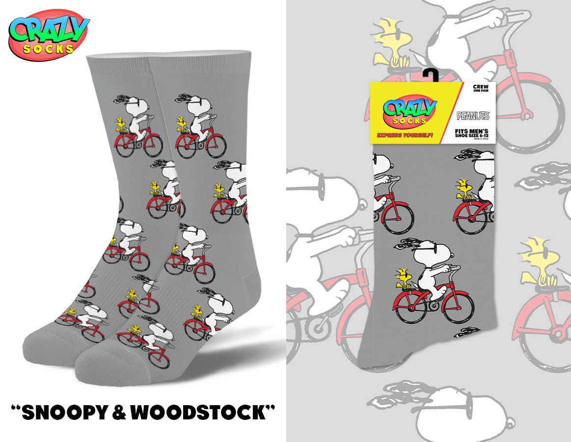 Snoopy & Woodstock - Mens Crew Folded - Premium  from Crazy Socks - Just $8! Shop now at Pat's Monograms