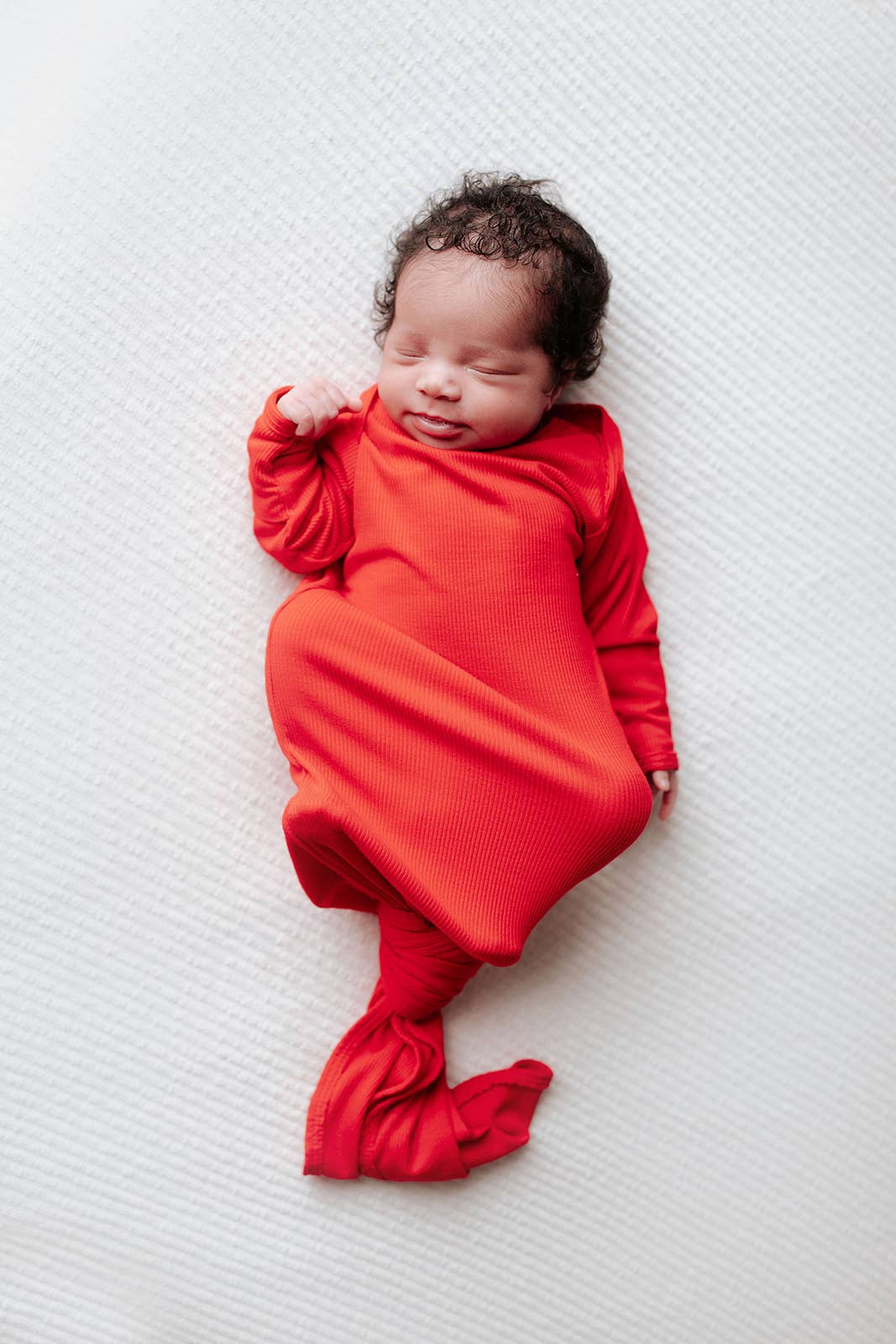 Red Ribbed Knotted Baby Gown and Knot Cap - Premium Just for baby from Three Little Tots - Just $25.95! Shop now at Pat's Monograms