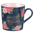 Strength & Dignity Pink Roses Coffee Mug - Prov. 31:25 - Premium gift item from Christian Art Gifts - Just $12.95! Shop now at Pat's Monograms