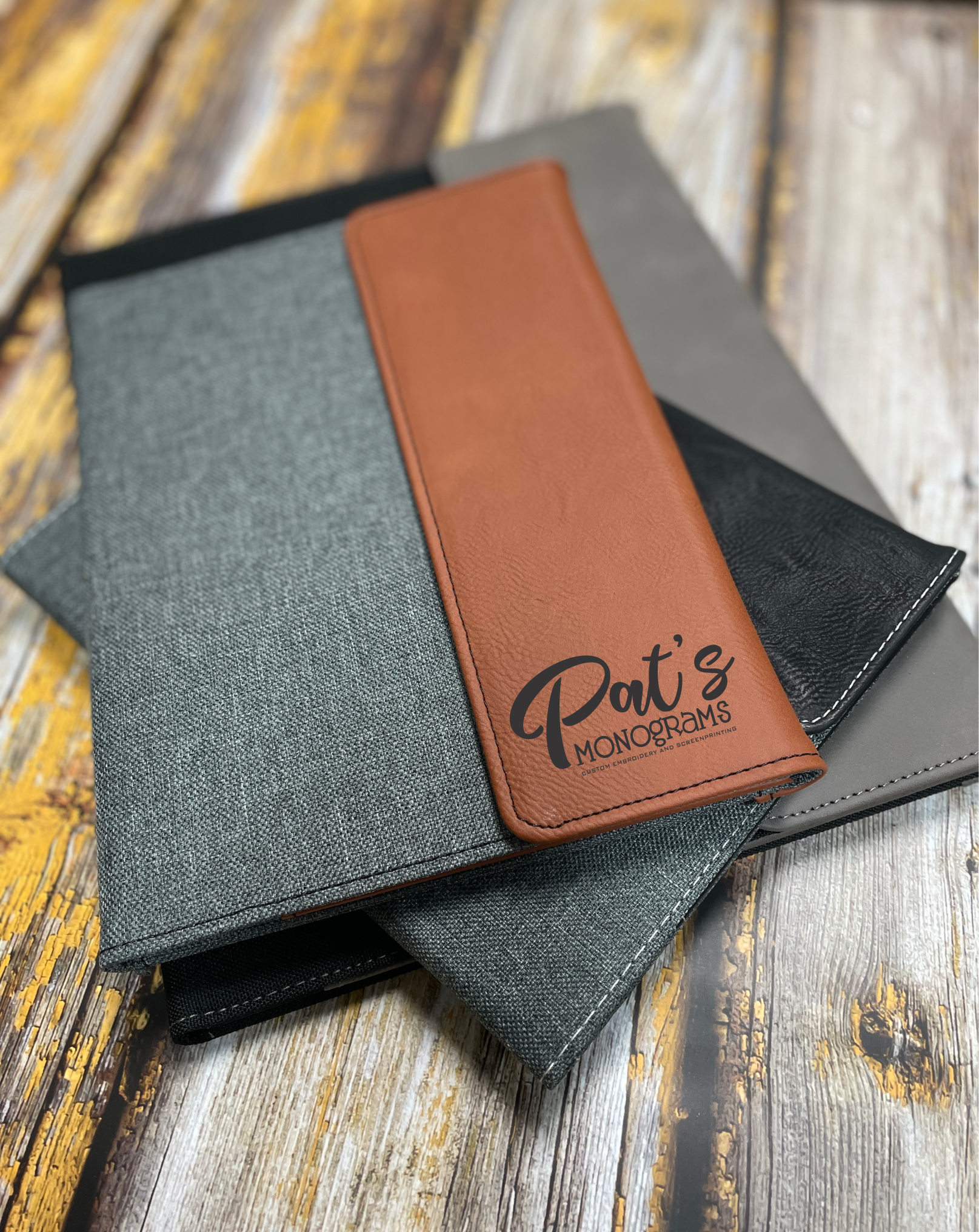 Laser Engraved Logo Portfolio - Faux Leather/Canvas - Premium Executive Items from Pat's Monograms - Just $29.95! Shop now at Pat's Monograms