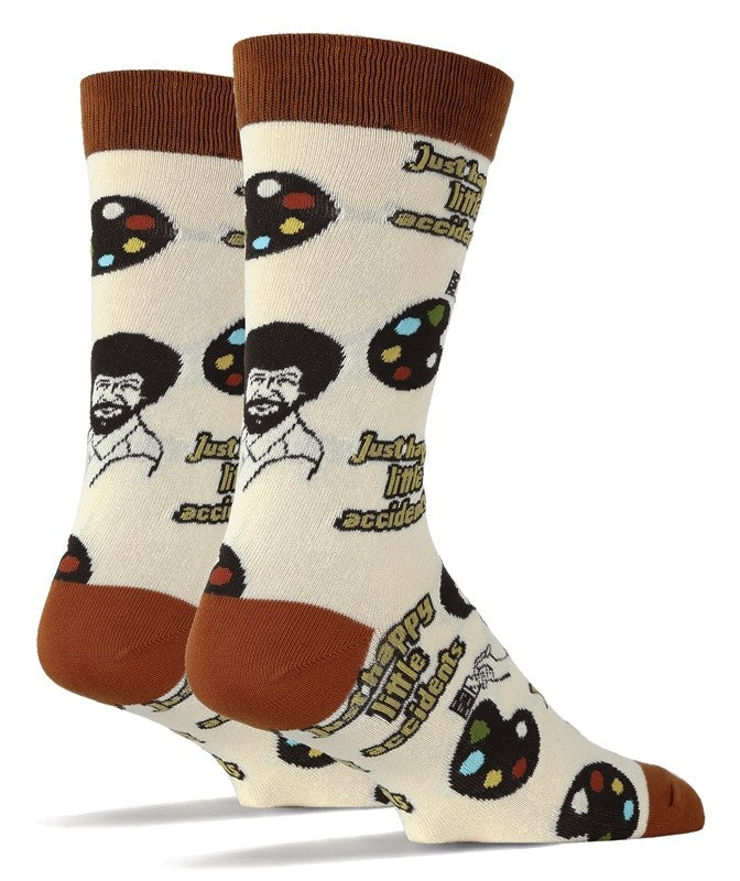 Just Happy Little Accidents - Bob Ross - Crew Socks - Premium Socks from Oooh Yeah Socks/Sock It Up/Oooh Geez Slippers - Just $9.95! Shop now at Pat's Monograms