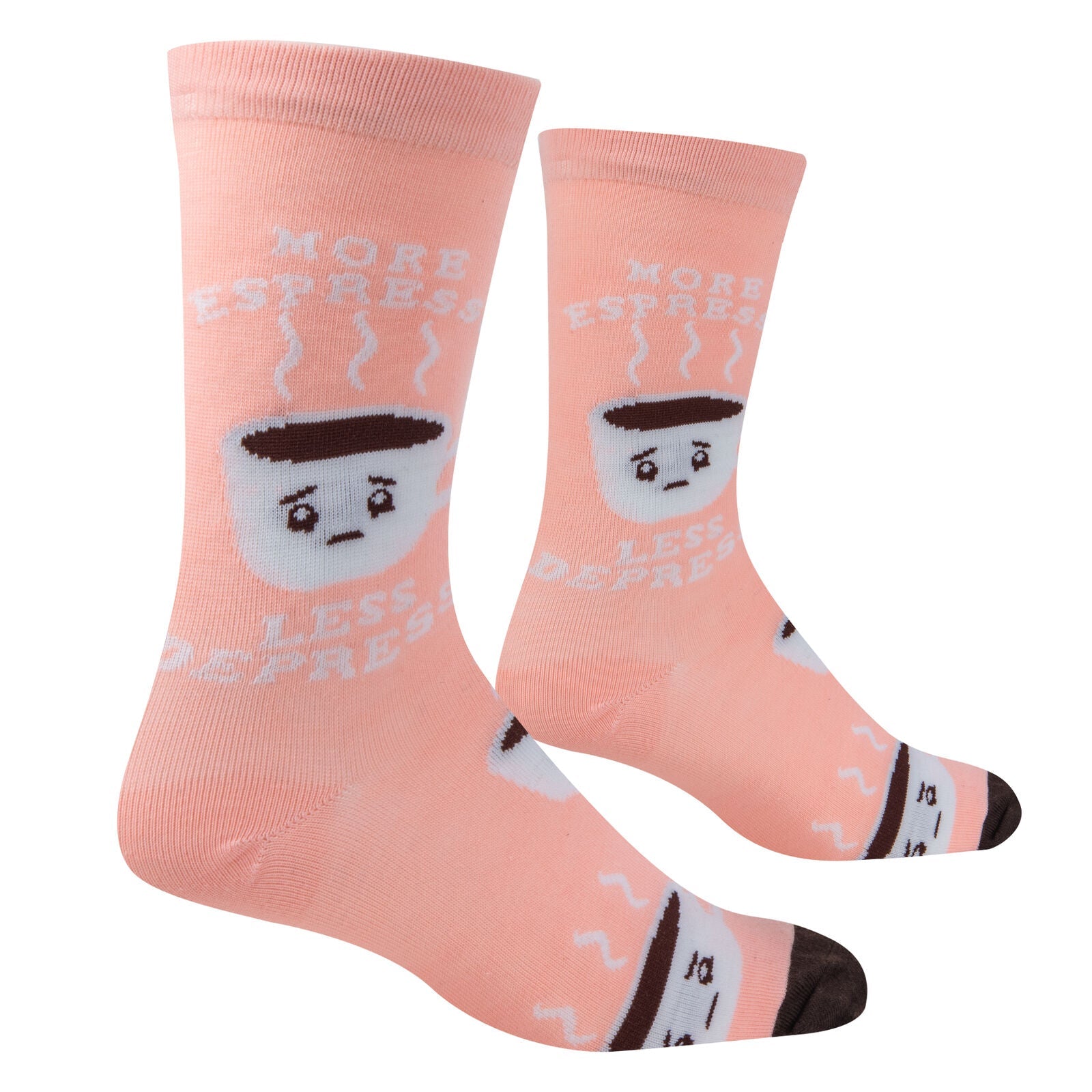 More Expresso Less Depresso Crew Socks - Premium Socks from Crazy Socks - Just $8! Shop now at Pat's Monograms
