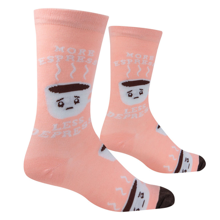 More Expresso Less Depresso Crew Socks - Premium Socks from Crazy Socks - Just $7.00! Shop now at Pat's Monograms