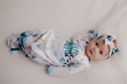 Watercolor Flower Knotted Baby Gown and Knot Cap - Premium Just for baby from Three Little Tots - Just $24.95! Shop now at Pat's Monograms